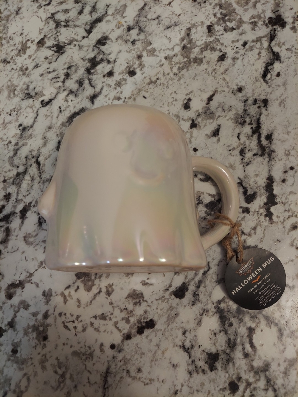 Iridescent White Halloween Ghost Mug